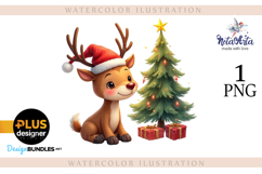 New Year&#039;s Christmas deer watercolor Product Image 1