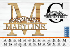Flowers Monogram Split Alphabet Letters Font SVG Cut Files Product Image 1