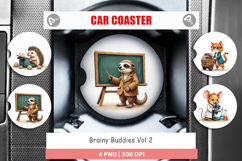 Scholarly Animals Car Coaster Product Image 1
