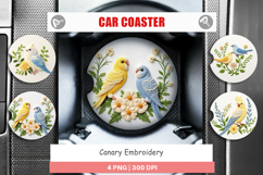 Car Coaster Canary Embroidery Product Image 1