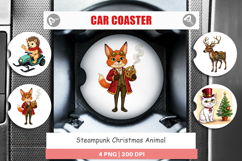 Car Coaster Steampunk Christmas Animals Product Image 1