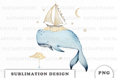 Watercolor Whale Dreams png Product Image 1