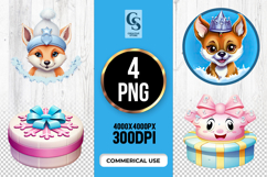 Lovely fox gifts clipart sublimation png Product Image 1