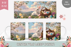 Cartoon Easter Eggs Mug Wrap, Easter Basket Mug Template Product Image 1