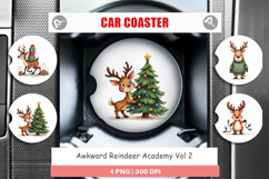 Awkward Reindeer Academy Car Coaster Product Image 1