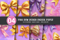 Pink Bow Design Digital Paper Product Image 1