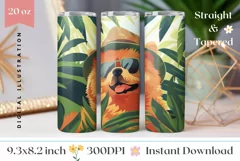 Tropical Tumbler Wrap, Chow Chow Dog Tumbler Sublimation Product Image 1