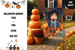 3D Halloween Witch Garden Flag, Happy Halloween Garden Flag Product Image 1