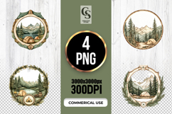 Mountain Camping Badge Clipart Sublimation PNG Product Image 1