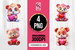 Cute Teddy Bear Holding Heart PNG Product Image 1