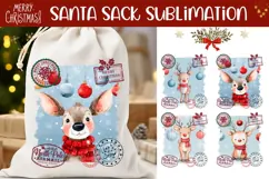 Cartoon Christmas Deer Santa Sack, Kids Santa Sack Template Product Image 1