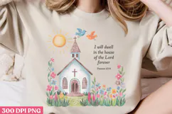 I Will Dwell In The House PNG, Retro Church Sublimation PNG Product Image 1