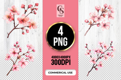 Cherry Blossom Branch Sublimation Clipart PNG Product Image 1