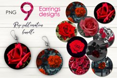 Oil paint Rose design | Round earring sublimation bundle Product Image 1