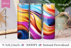 Wave Liquid Tumbler Wrap Design, Colorful Tumbler Design PNG Product Image 1