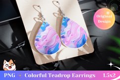 Liquid Teardrop Earring Sublimation, Fluid Art Earring PNG Product Image 1