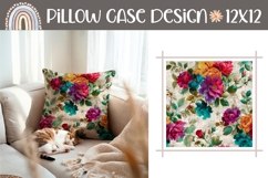 Cartoon Flowers Pillow PNG, Peony Pillow Case Template Product Image 1