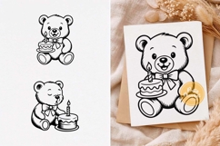 Teddy Bear with Birthday Cake, Teddy Bear svg, png Product Image 1