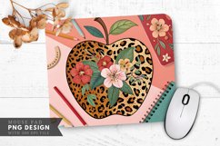 Leopard And Floral Apple Design Mouse Pad PNG Design Product Image 1