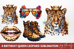 Birthday Queen Leopard Sublimation Clipart Product Image 1