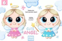 Cute angel png cute commercial illustration watercolor Product Image 1