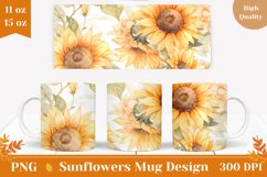 Watercolor Sunflowers Mug Design, Fall Sublimation Design Product Image 1