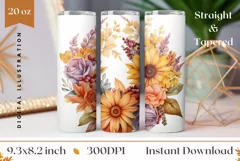 Flowers Tumbler Wrap Sublimation, Sunflowers Sublimation Product Image 1