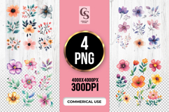 Watercolor Floral Element Clipart Sublimation PNG Product Image 1
