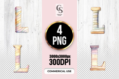 Watercolor Letter L Alphabet Clipart Sublimation PNG Product Image 1