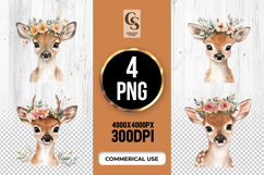 Baby Deer Floral Sublimation PNG Product Image 1