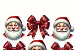Whimsical Santa & Bows Illustration, Seasonal Aesthetic PNG Product Image 2