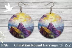 Floral Cross Earrings Design, Christian Cross Earrings PNG Product Image 1