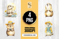 Cute Watercolor Marmot Character Clipart Sublimation PNG Product Image 1