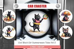 Car Coaster Cool Cat Summerween Product Image 1