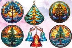 Stained Glass Christmas Ornaments Bundle, Stained Glass PNG Product Image 2