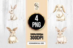 Realistic Bunny Watercolor Rabbit Clipart Sublimation PNG Product Image 1