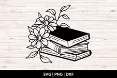 Books And Flowers SVG Product Image 1