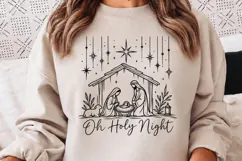 Oh Holy Night Nativity Christmas PNG, Holy Family Manger Chr Product Image 1