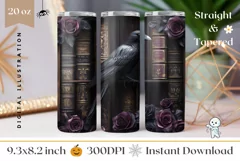 Black Raven Tumbler Wrap Design, Gothic Tumbler Sublimation Product Image 1