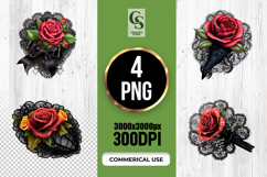 Gothic Lace Rose Heart Illustration Clipart Sublimation PNG Product Image 1