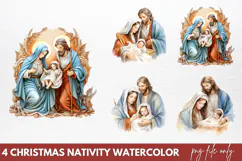 Christmas Nativity Watercolor Clipart PNG Product Image 1