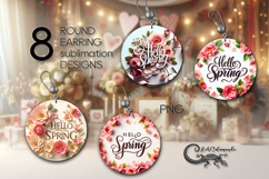 Hello Spring | Round Earring Sublimation design PL Product Image 1