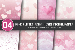 Pink Glitter Paint Heart Digital Paper Product Image 1