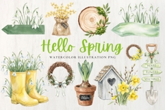 Watercolor Spring Gardening Clipart Product Image 1