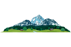 vector illustration - green mountain meadow with river Product Image 1
