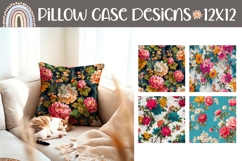 Vintage Flowers Pillow Case, Floral Pillow Template Product Image 1