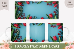 Spring Flowers Mug Wrap, Flowers Sublimation Mug Product Image 1