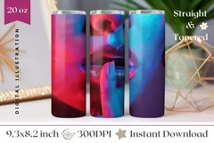 Glossy Lips Tumbler Wrap, Neon Tumbler Sublimation Product Image 1