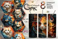 3D papercut cats | 8 Skinny tumbler sublimation designs, JPG Product Image 1