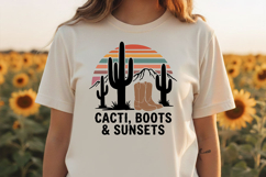 Cacti Boots Sunsets Svg, Western Cowgirl Svg, Desert Western Product Image 1